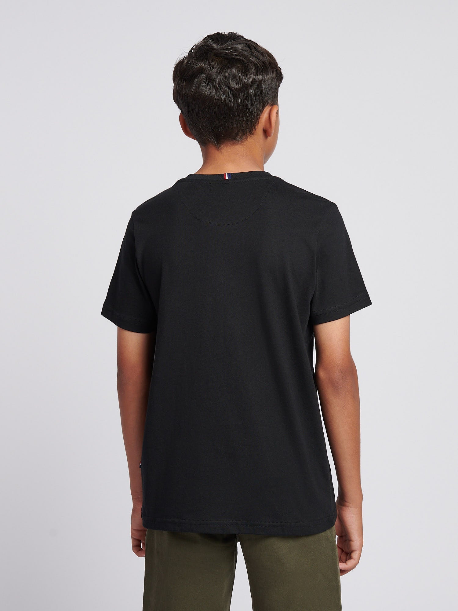 Boys Texture Double Horsemen T-Shirt Black Bright White DHM