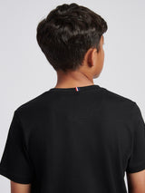 Boys Texture Double Horsemen T-Shirt Black Bright White DHM