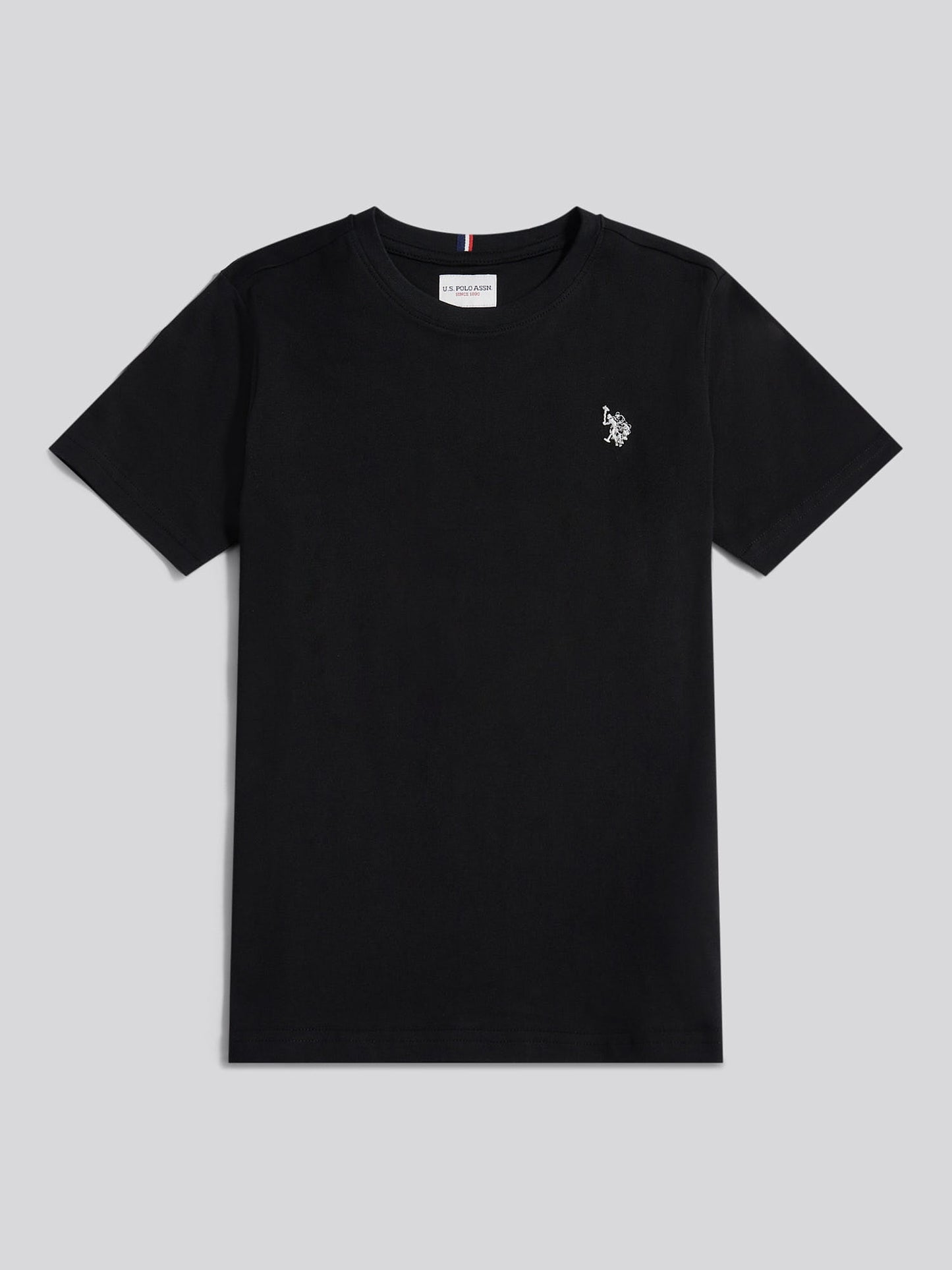 Boys Texture Double Horsemen T-Shirt Black Bright White DHM