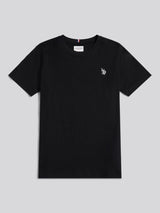 Boys Texture Double Horsemen T-Shirt Black Bright White DHM