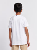 Boys Texture Double Horsemen T-Shirt White / Dark Sapphire Navy DHM