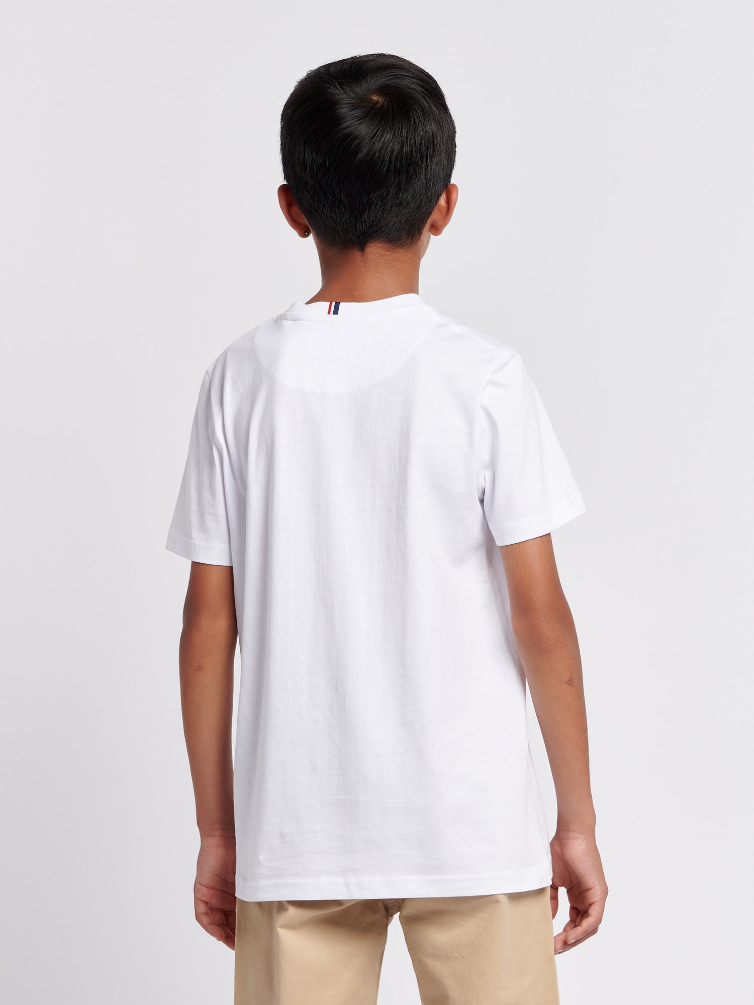 Boys Texture Double Horsemen T-Shirt White / Dark Sapphire Navy DHM