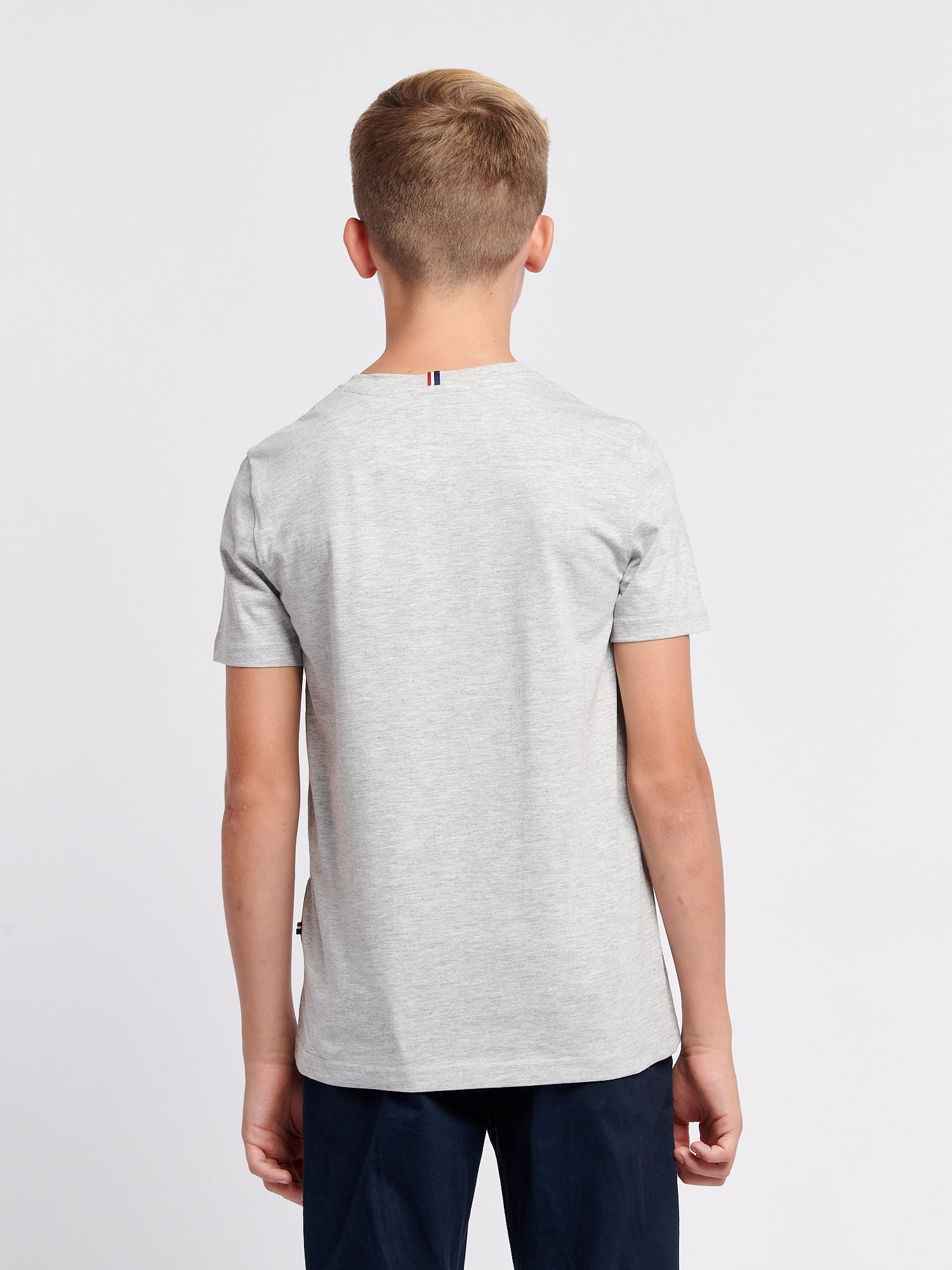 Boys Texture Double Horsemen T-Shirt Mid Grey Marl