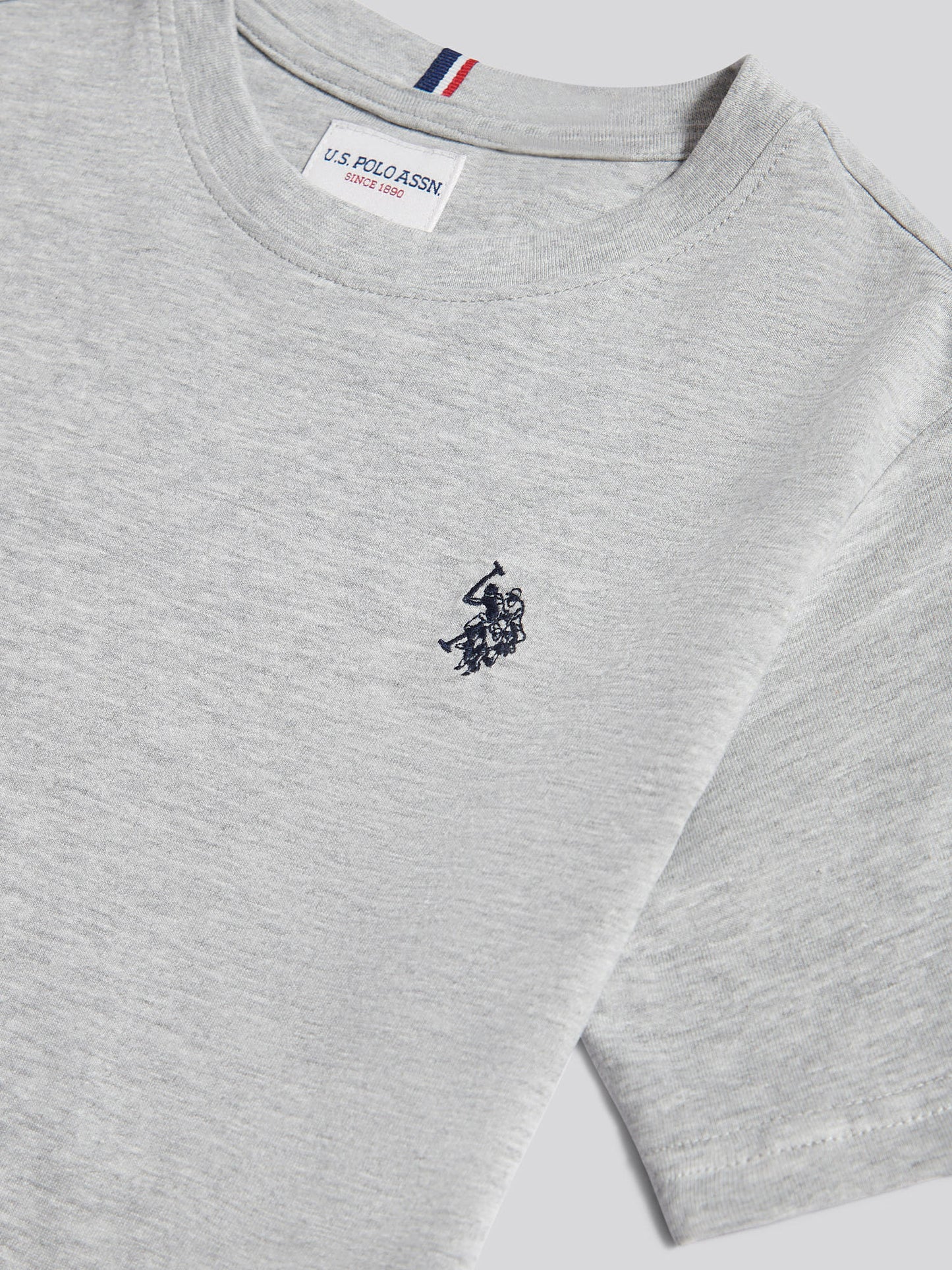 Boys Texture Double Horsemen T-Shirt Mid Grey Marl
