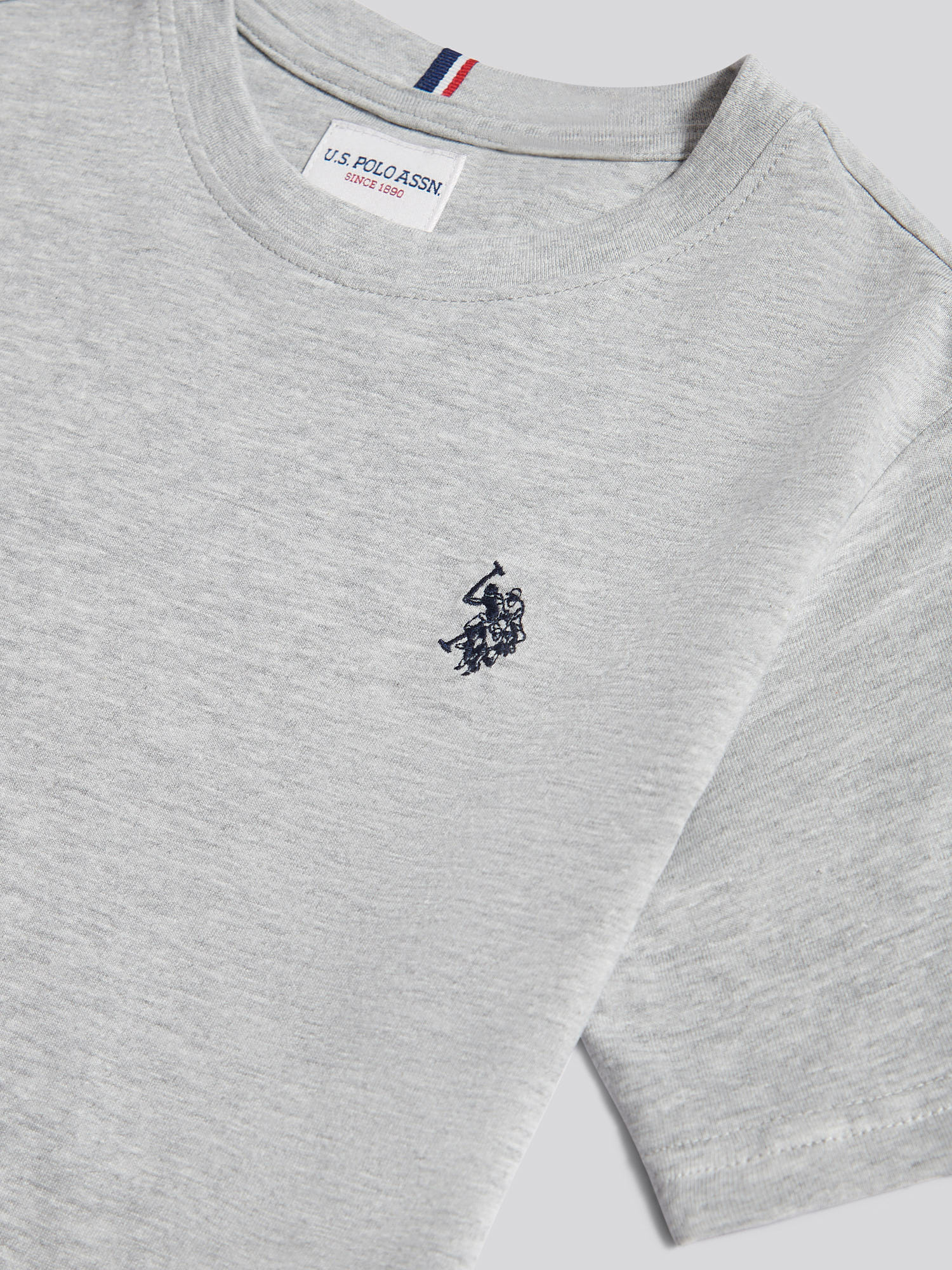 Boys Texture Double Horsemen T-Shirt Mid Grey Marl