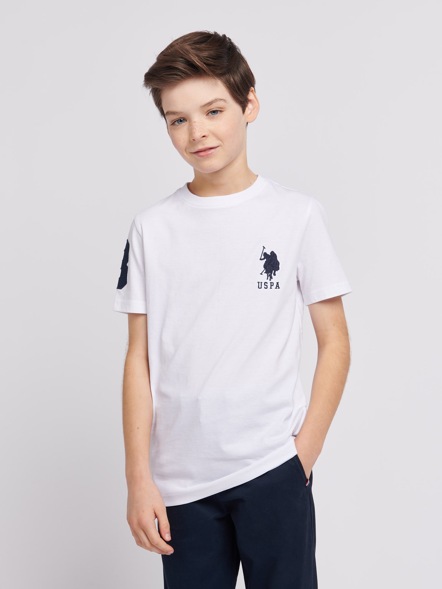 Boys Player 3 T-Shirt White / Dark Sapphire Navy DHM
