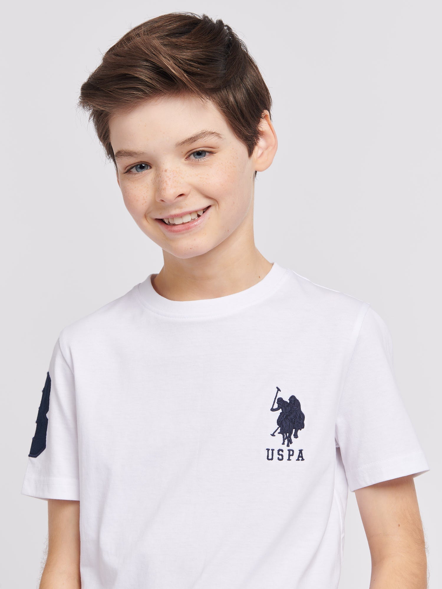 Boys Player 3 T-Shirt White / Dark Sapphire Navy DHM