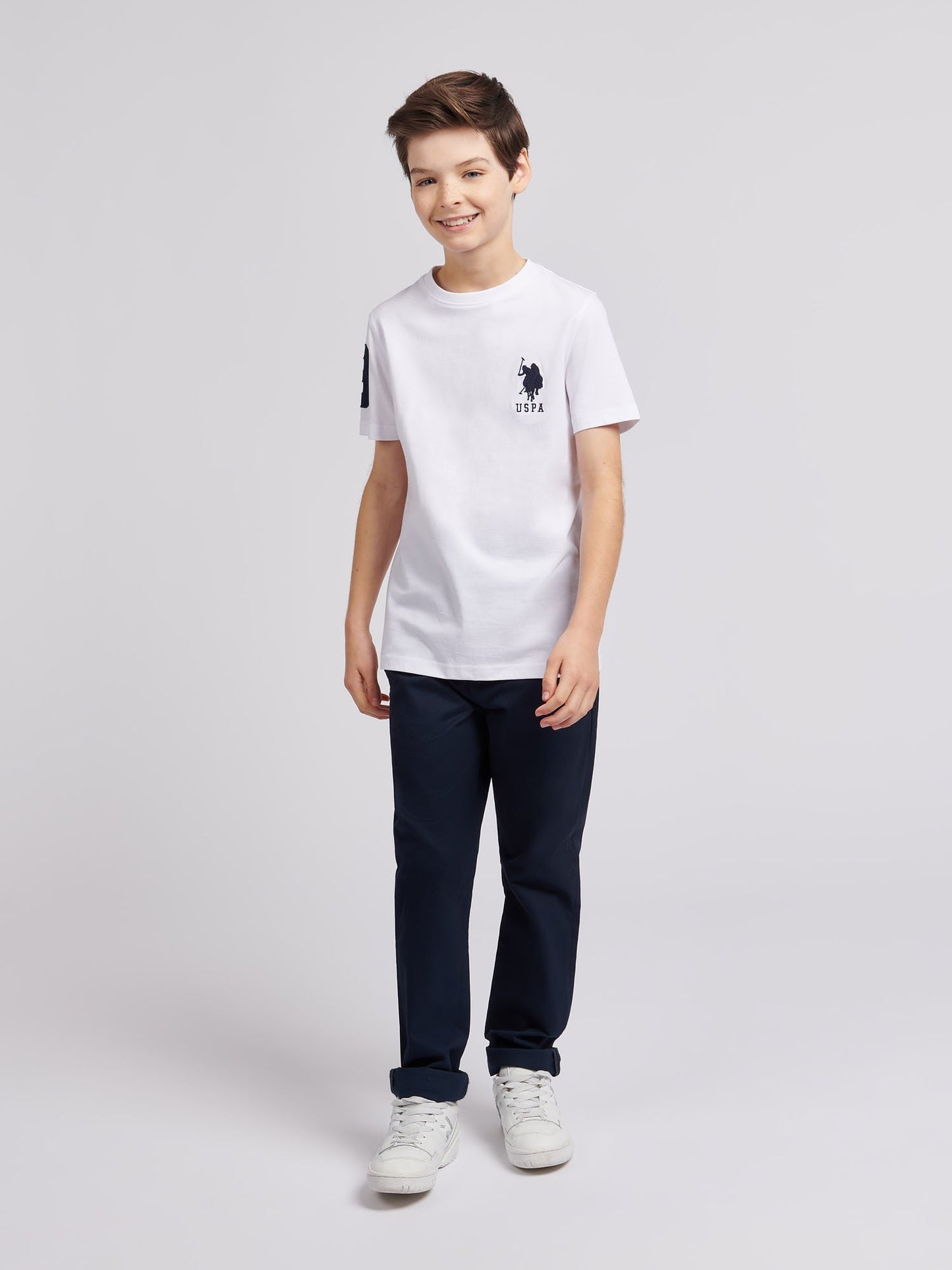 Boys Player 3 T-Shirt White / Dark Sapphire Navy DHM