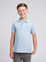 Boys Double Horsemen Polo Shirt Chambray Blue