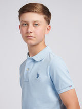 Boys Double Horsemen Polo Shirt Chambray Blue