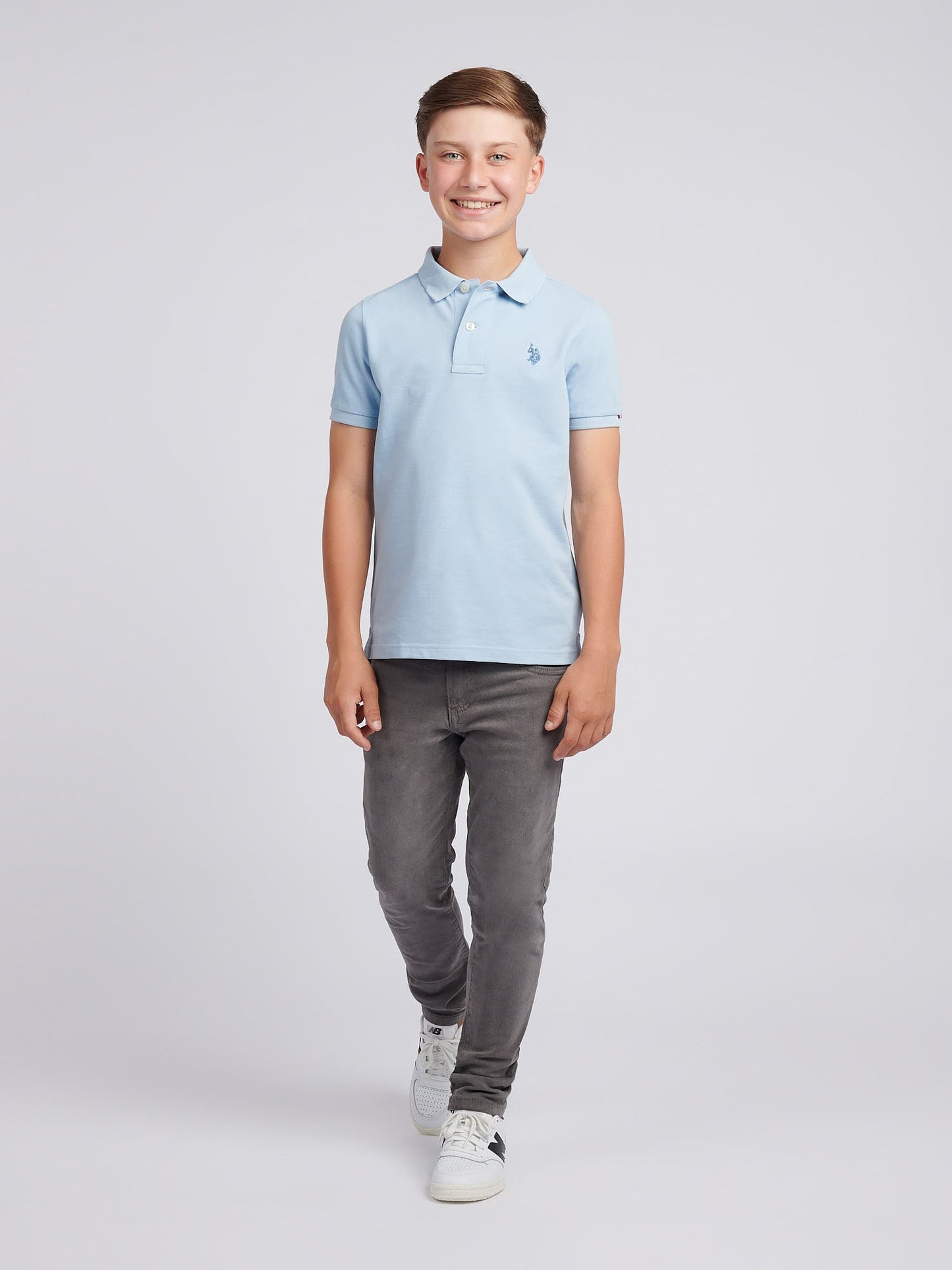 Boys Double Horsemen Polo Shirt Chambray Blue