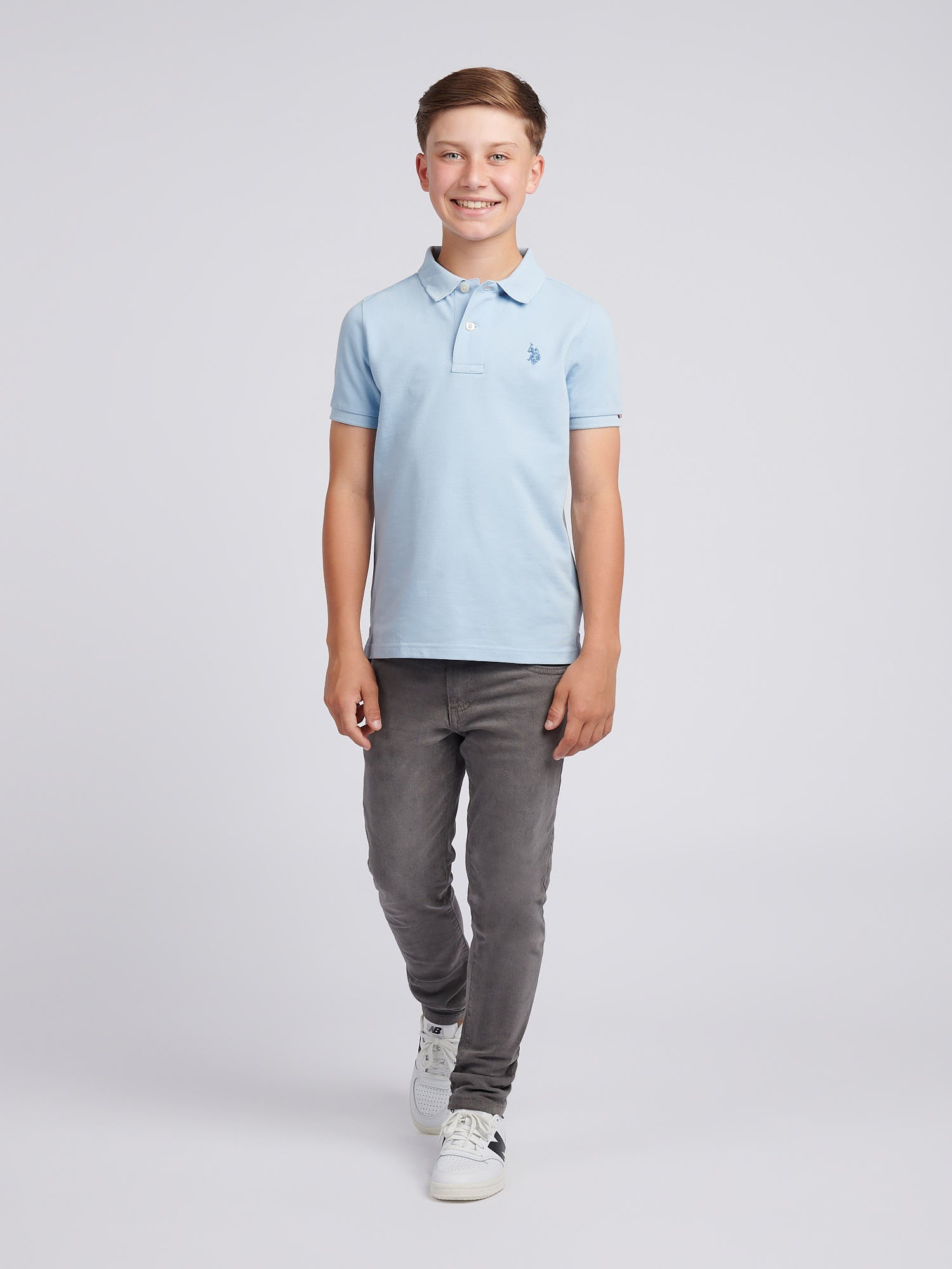 Boys Double Horsemen Polo Shirt Chambray Blue