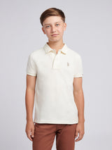 Boys Double Horsemen Polo Shirt Whisper White