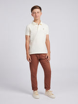 Boys Double Horsemen Polo Shirt Whisper White