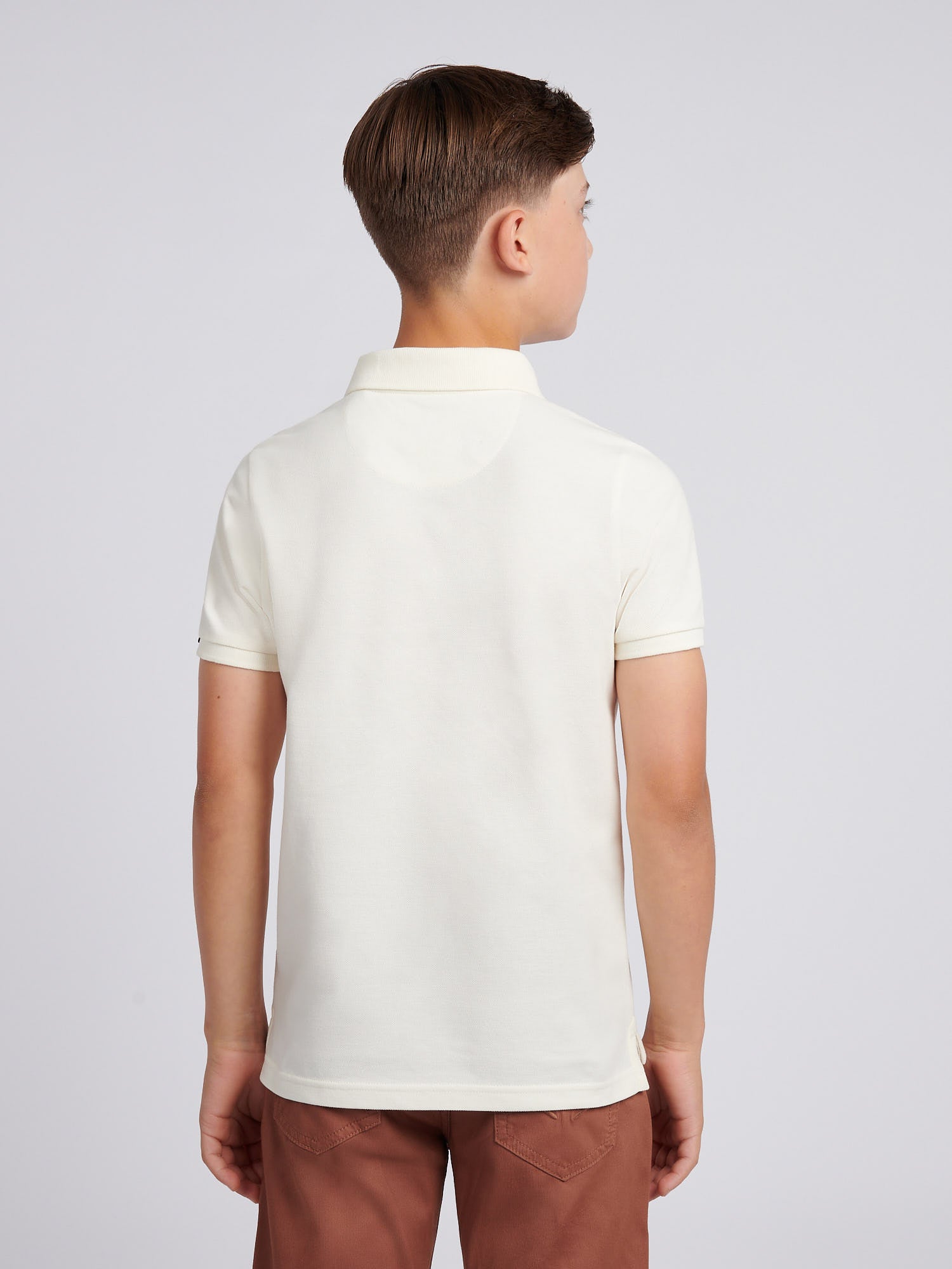 Boys Double Horsemen Polo Shirt Whisper White