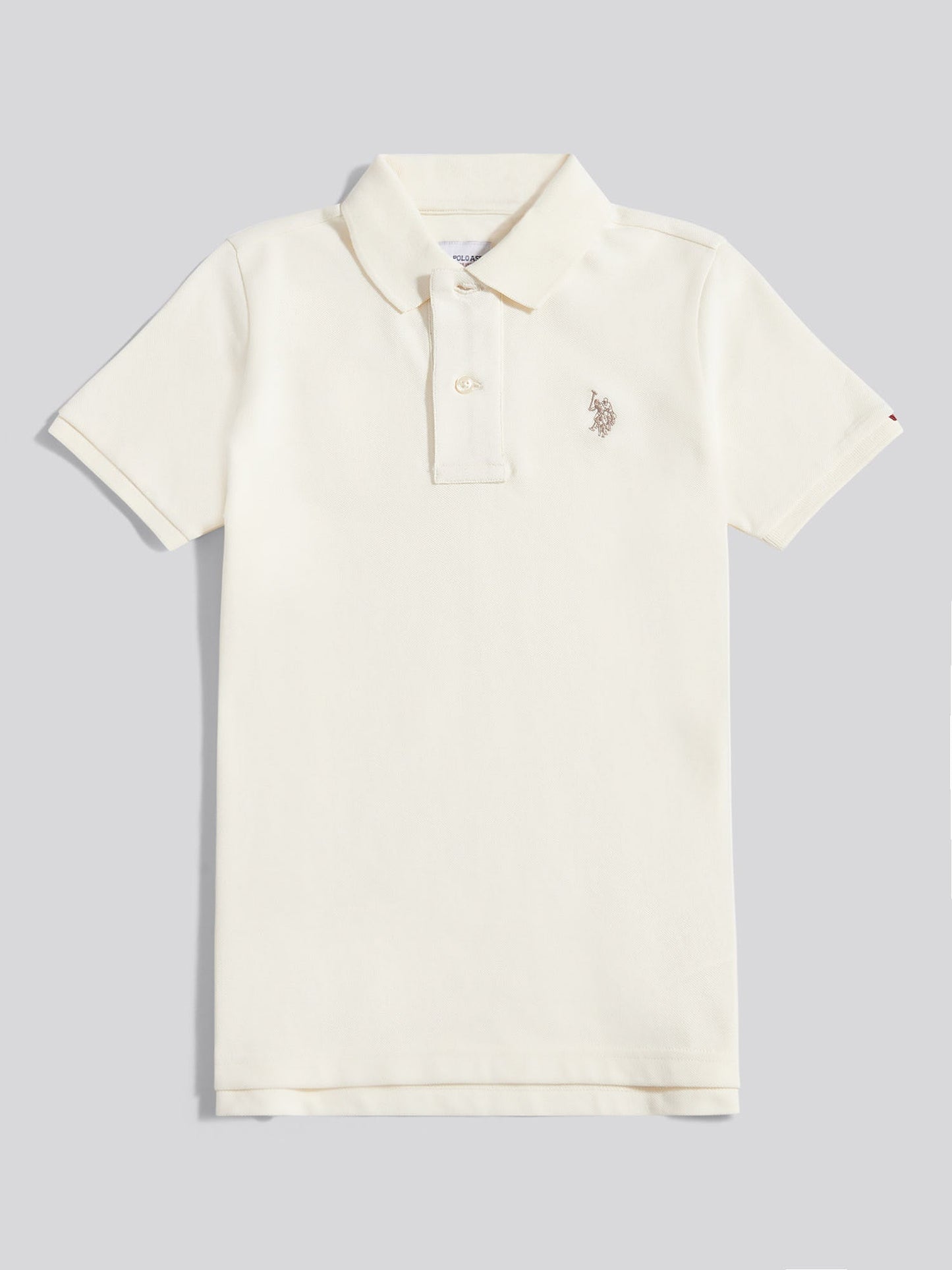 Boys Double Horsemen Polo Shirt Whisper White