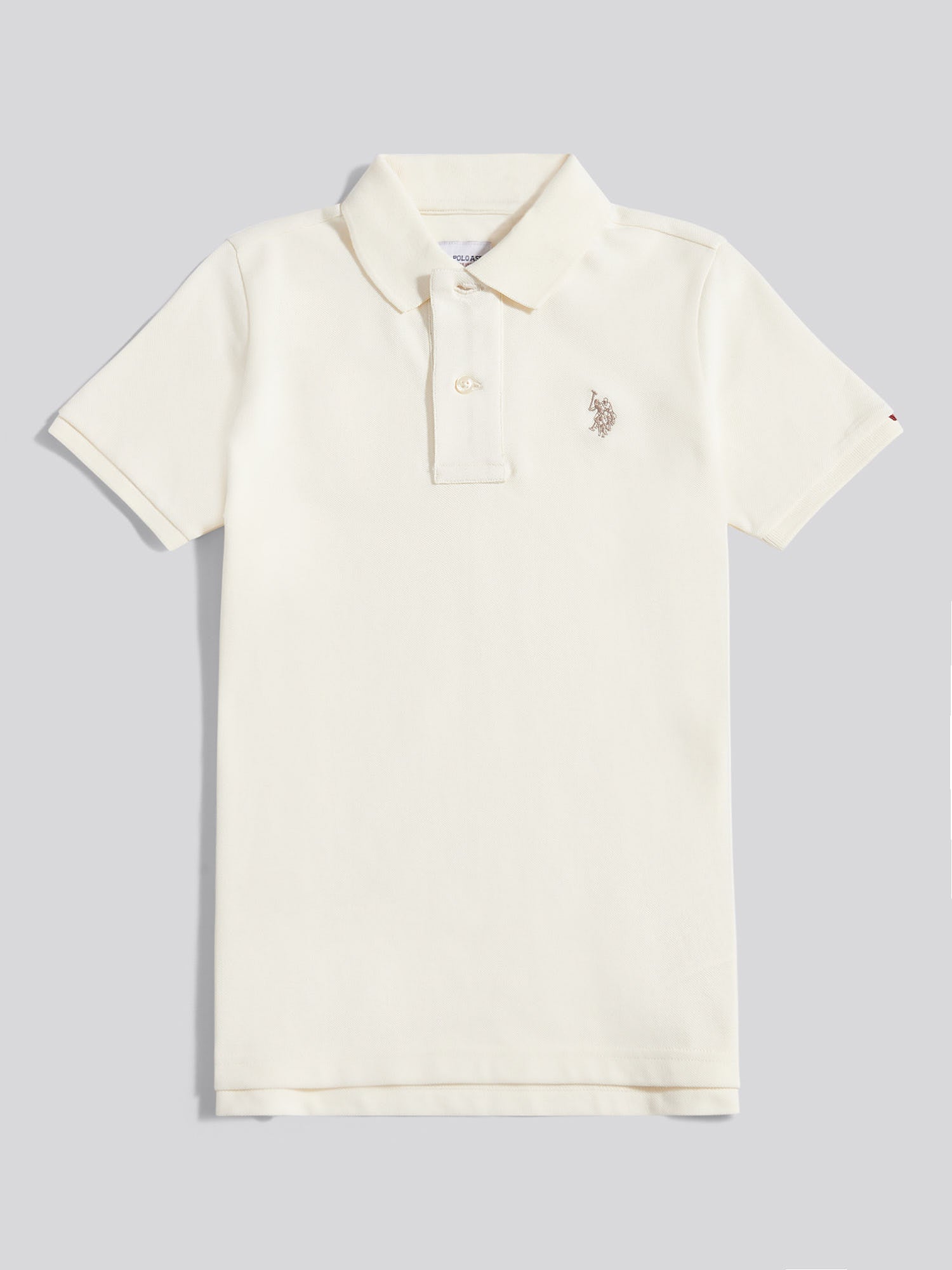 Boys Double Horsemen Polo Shirt Whisper White