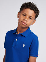 Boys Double Horsemen Polo Shirt Sodalite Blue