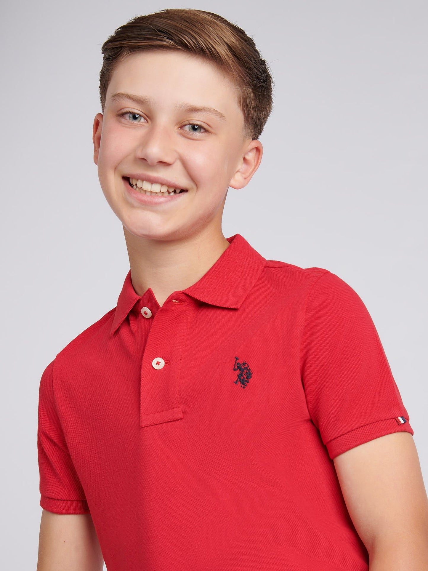 Boys Double Horsemen Polo Shirt Haute Red