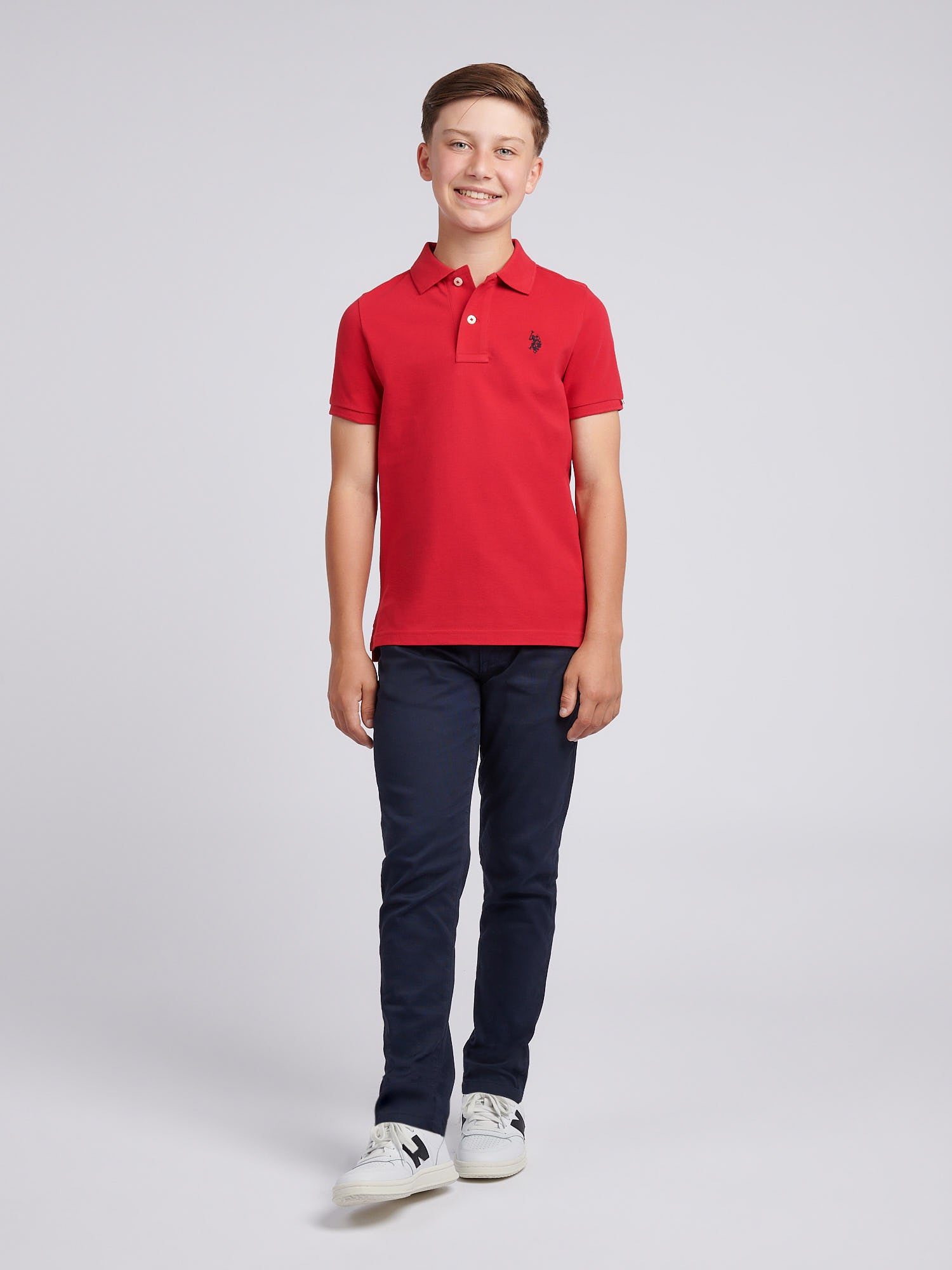 Boys Double Horsemen Polo Shirt Haute Red