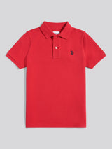 Boys Double Horsemen Polo Shirt Haute Red