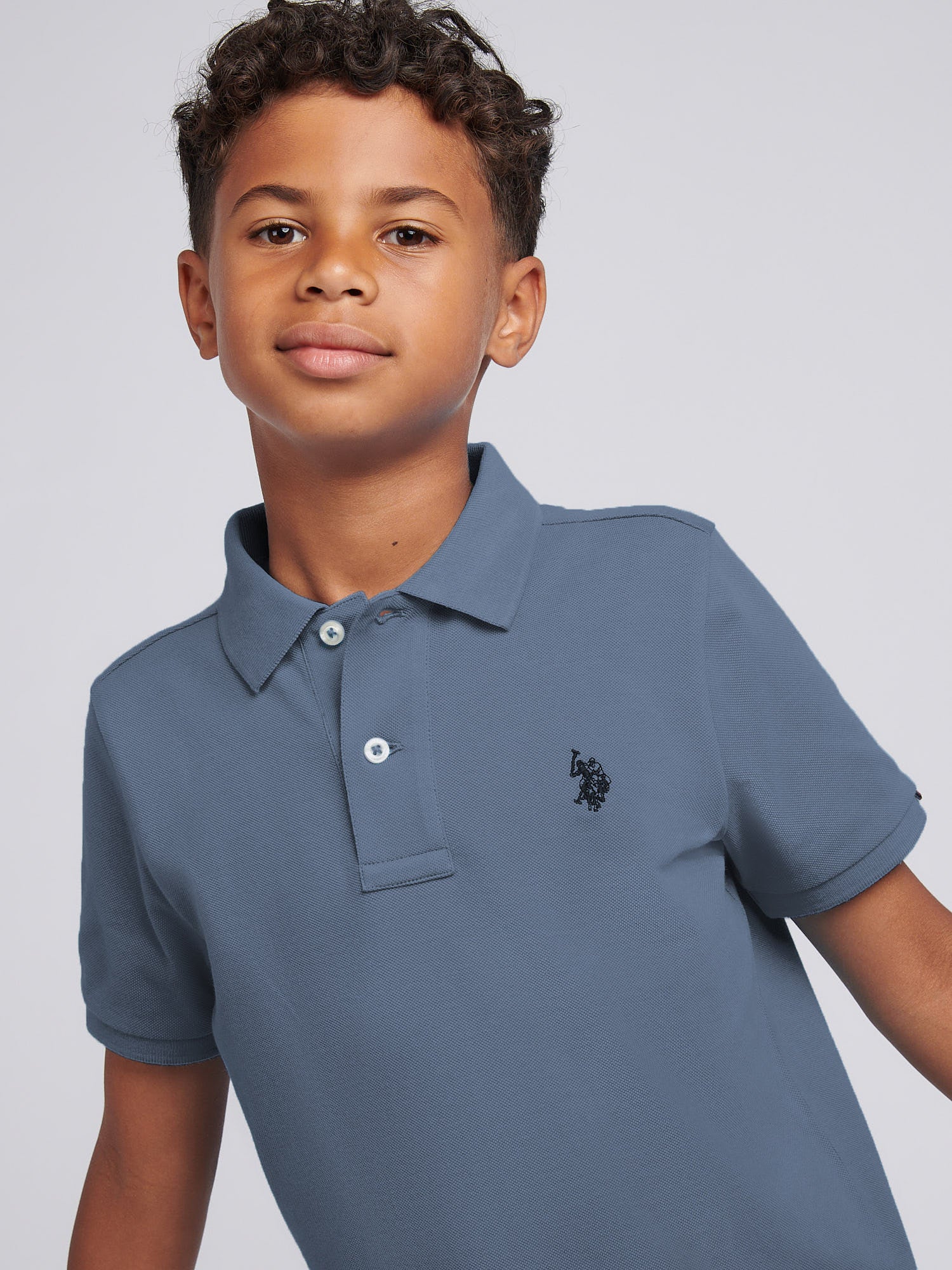 Boys Double Horsemen Polo Shirt Vintage Indigo