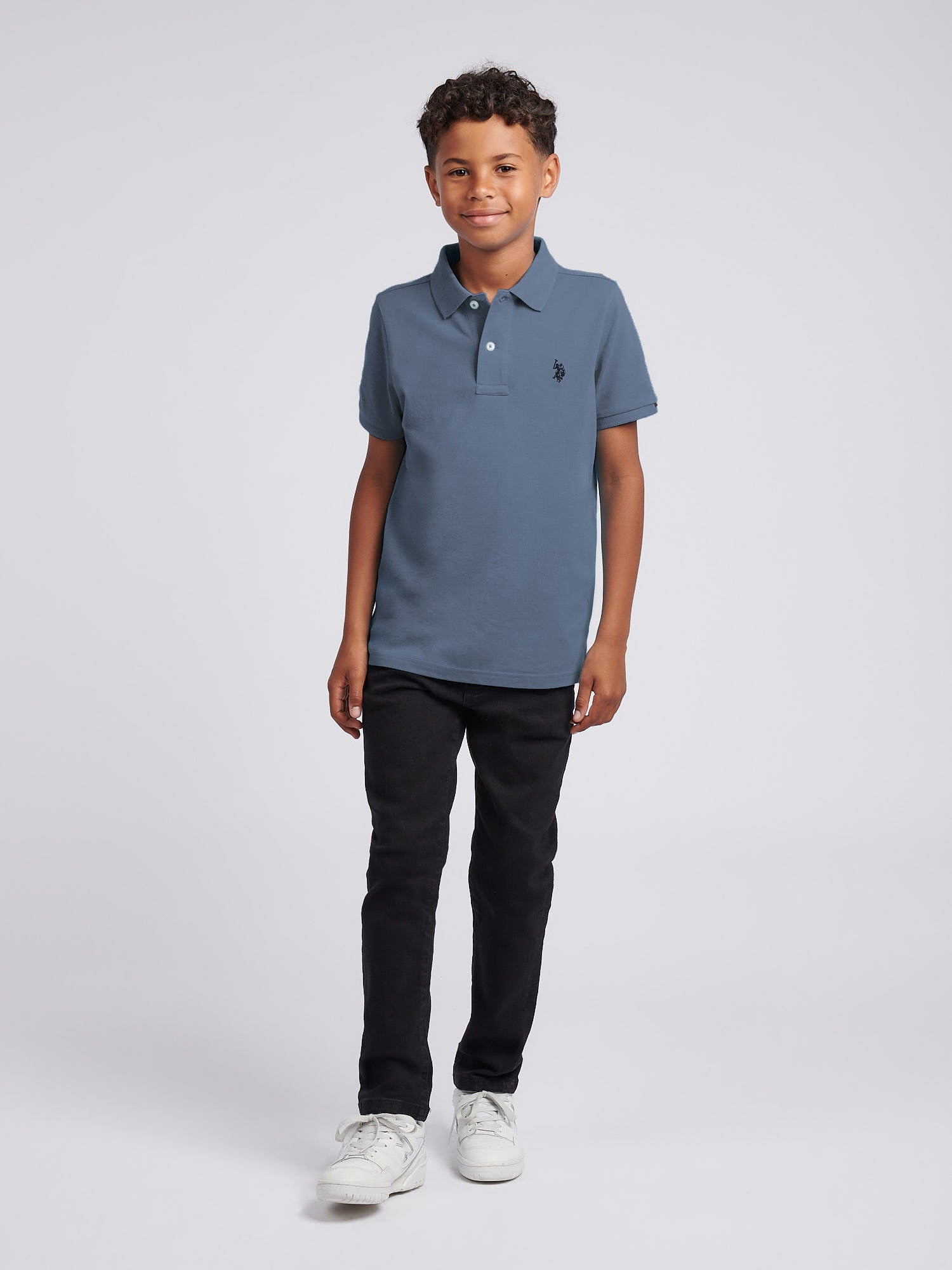 Boys Double Horsemen Polo Shirt Vintage Indigo