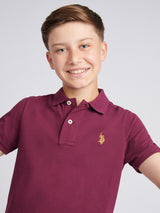 Boys Double Horsemen Polo Shirt Grape Wine