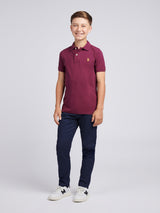 Boys Double Horsemen Polo Shirt Grape Wine