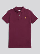 Boys Double Horsemen Polo Shirt Grape Wine