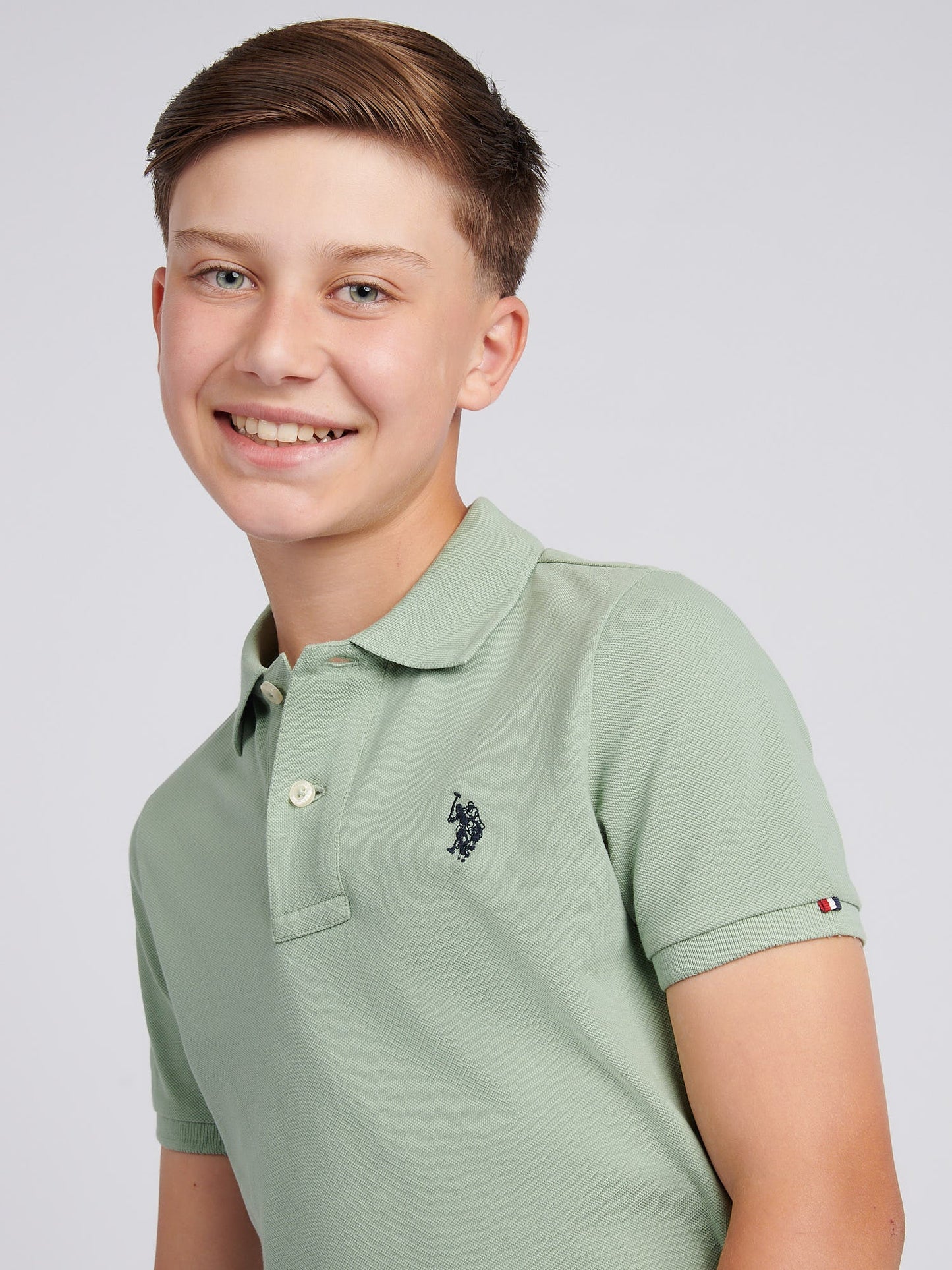 Boys Double Horsemen Polo Shirt Iceberg Green