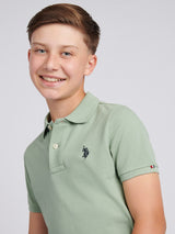 Boys Double Horsemen Polo Shirt Iceberg Green