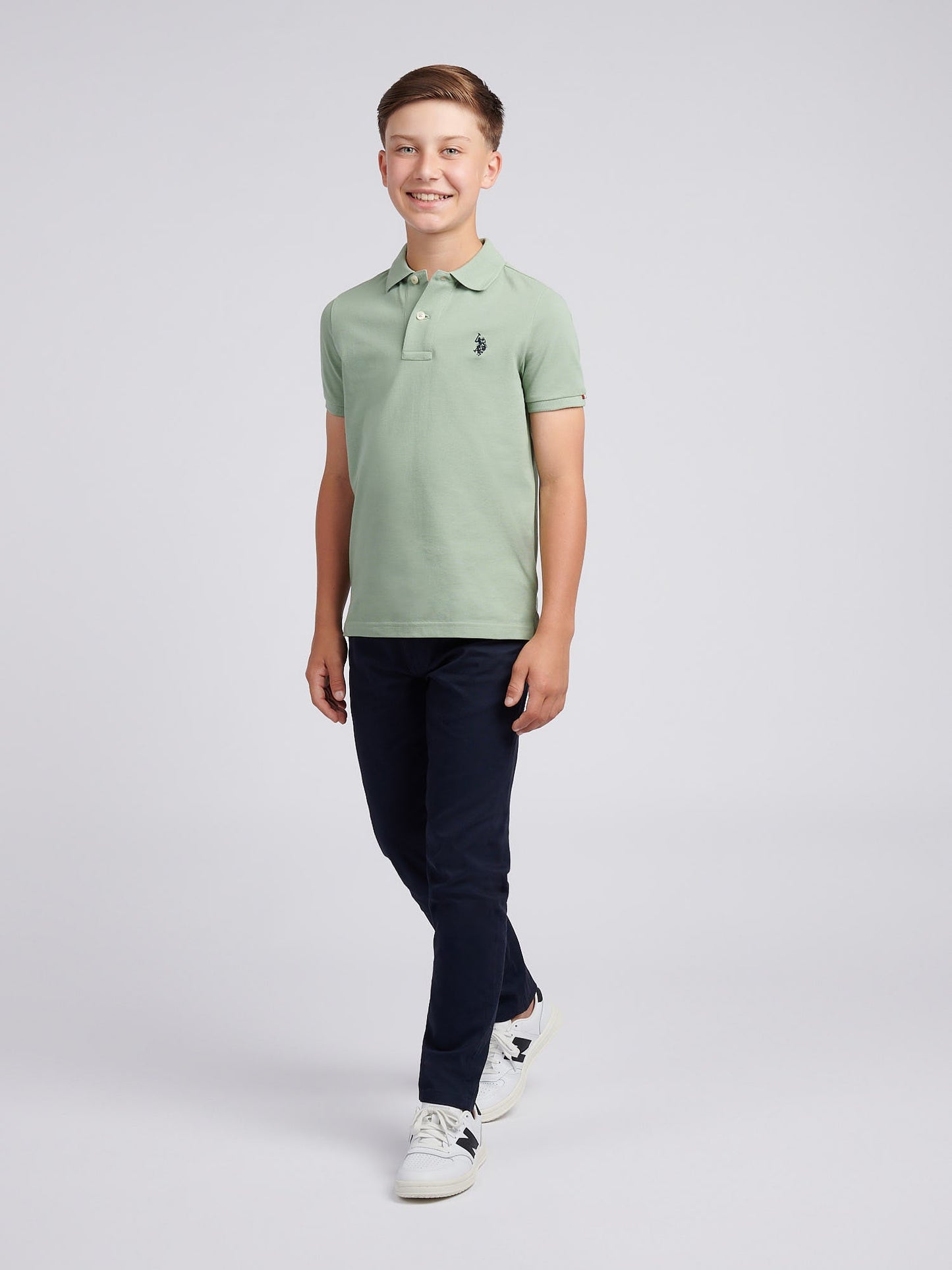 Boys Double Horsemen Polo Shirt Iceberg Green