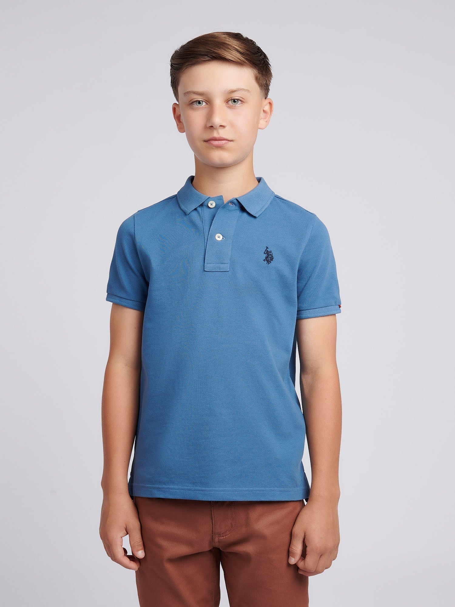Boys Double Horsemen Polo Shirt Blue Horizon