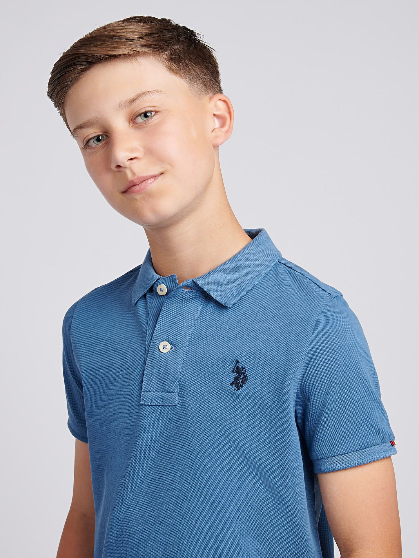 Boys Double Horsemen Polo Shirt Blue Horizon