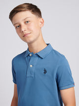 Boys Double Horsemen Polo Shirt Blue Horizon