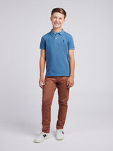 Boys Double Horsemen Polo Shirt Blue Horizon