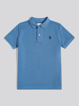 Boys Double Horsemen Polo Shirt Blue Horizon
