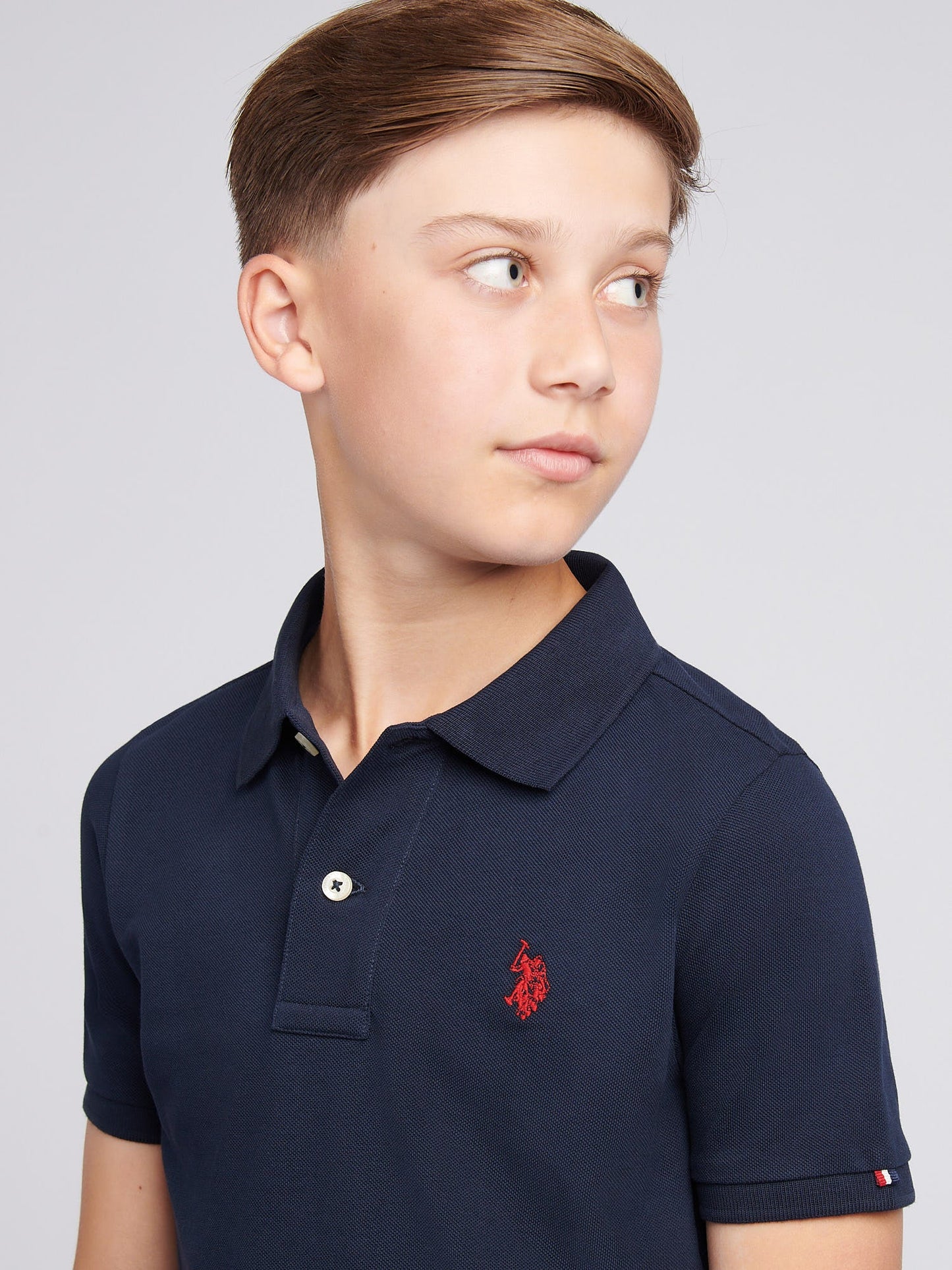 Boys Double Horsemen Polo Shirt Dark Sapphire Navy / Haute Red DHM