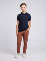 Boys Double Horsemen Polo Shirt Dark Sapphire Navy / Haute Red DHM