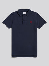Boys Double Horsemen Polo Shirt Dark Sapphire Navy / Haute Red DHM