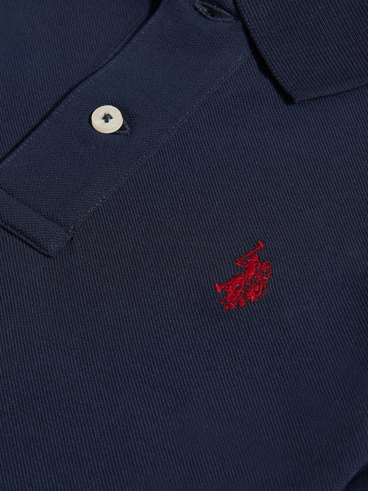 Boys Double Horsemen Polo Shirt Dark Sapphire Navy / Haute Red DHM
