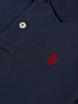Boys Double Horsemen Polo Shirt Dark Sapphire Navy / Haute Red DHM