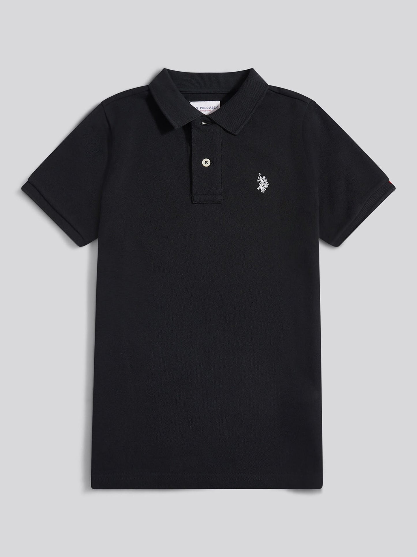 Boys Double Horsemen Polo Shirt Black Bright White DHM
