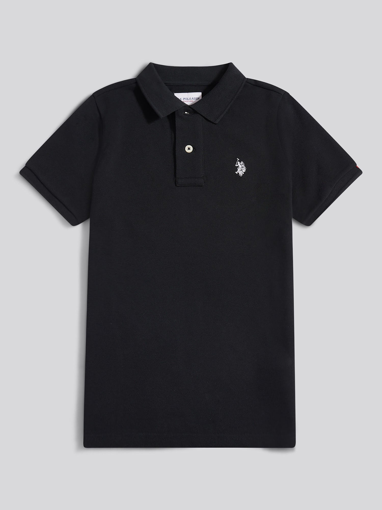 Boys Double Horsemen Polo Shirt Black Bright White DHM