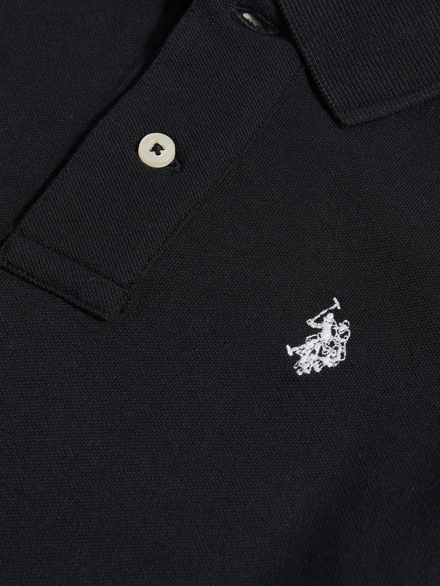 Boys Double Horsemen Polo Shirt Black Bright White DHM
