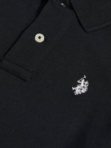 Boys Double Horsemen Polo Shirt Black Bright White DHM
