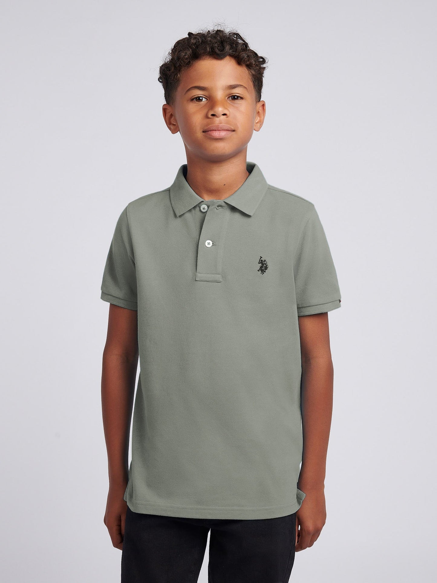 Boys Double Horsemen Polo Shirt Mulled Basil