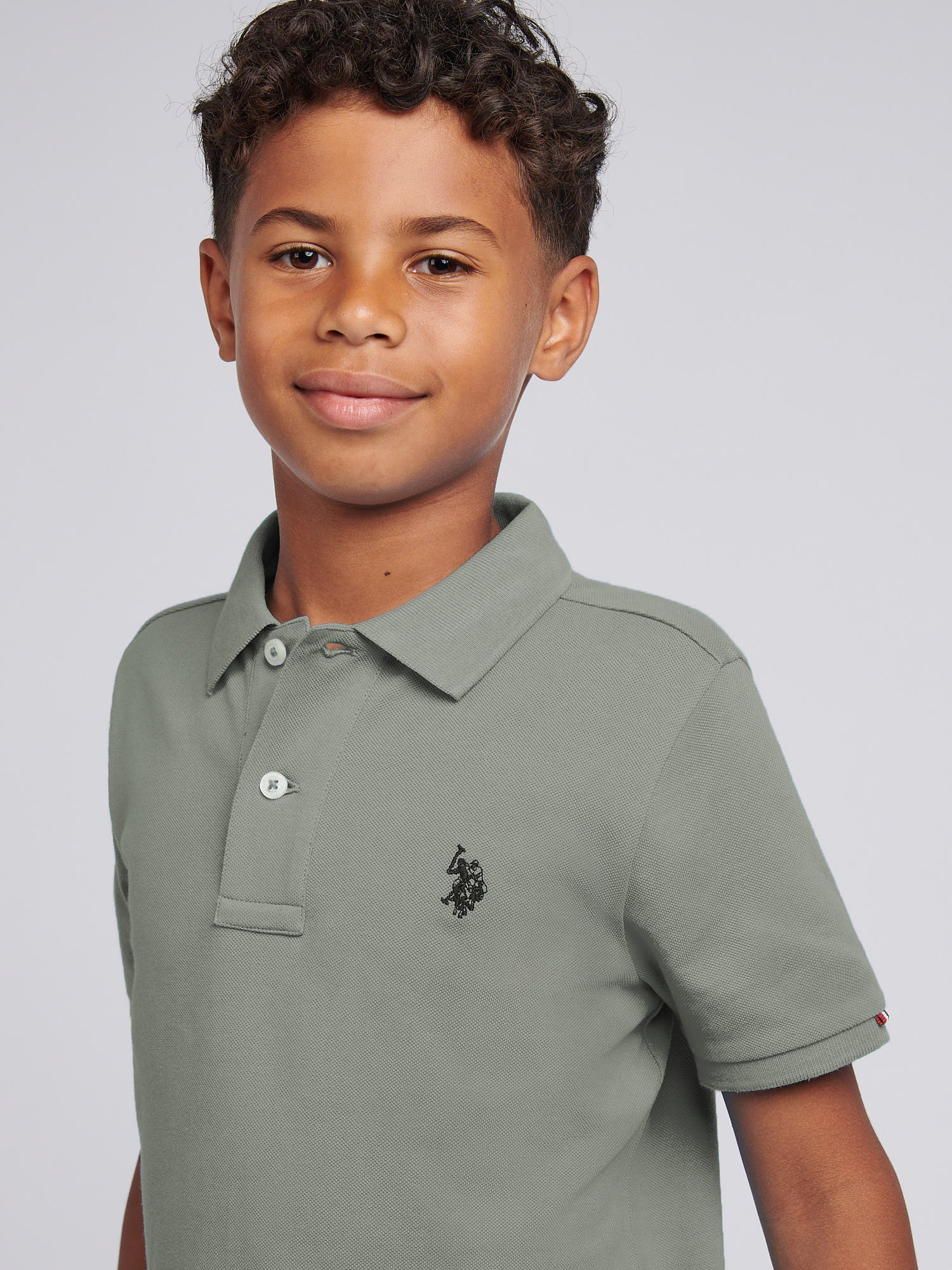 Boys Double Horsemen Polo Shirt Mulled Basil