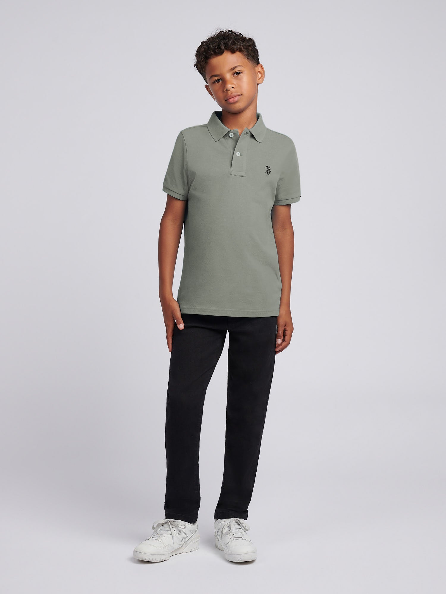 Boys Double Horsemen Polo Shirt Mulled Basil